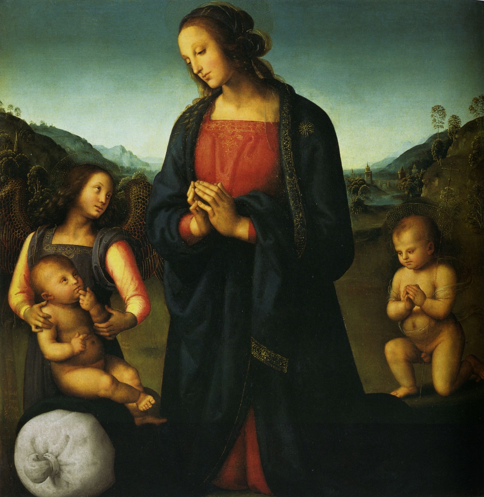 Maria, das Christuskind anbetend, mit Johannes dem Täufer und einem Engel (Madonna des Sacco)