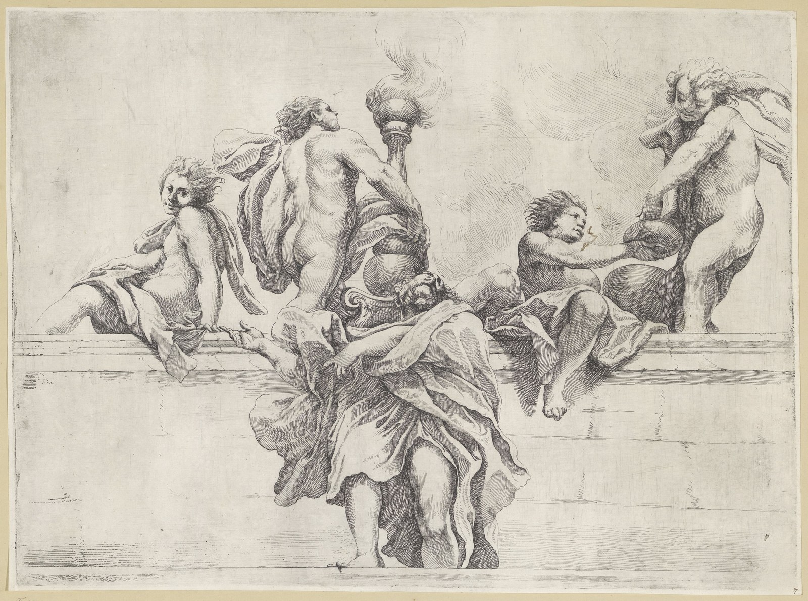 Apostel en vier engelen Koepeldecoraties door Correggio in de S. Giovanni Evangelista in Parma (serietitel), RP-P-H-H-749
