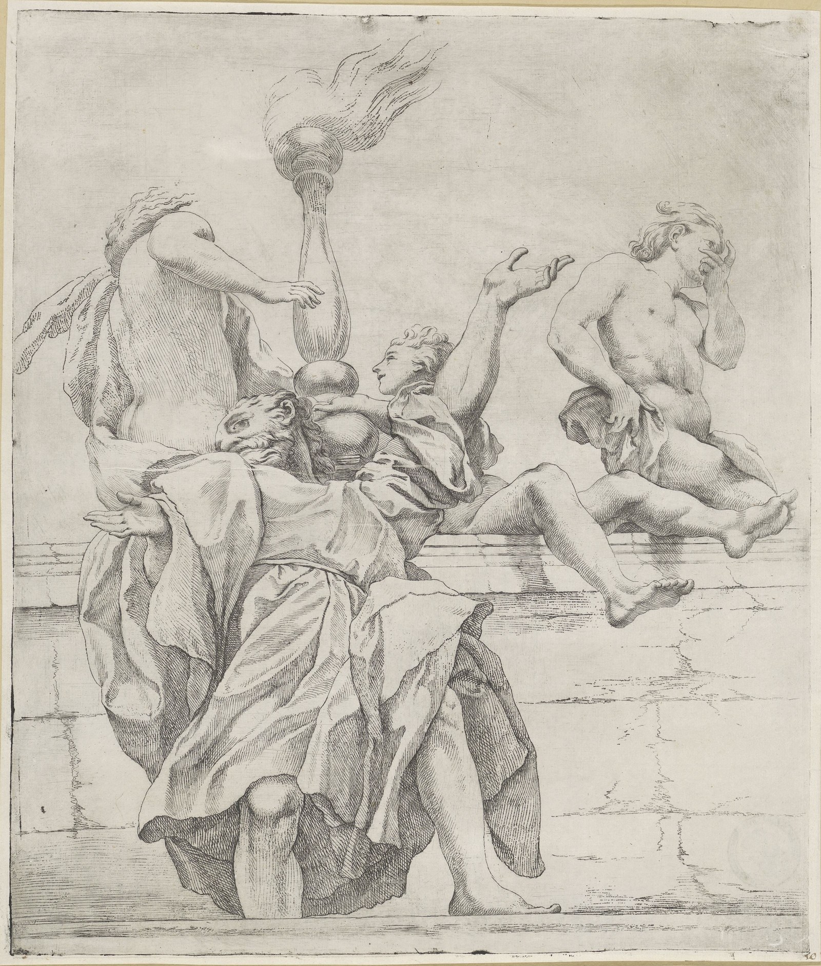 Apostel en drie engelen Koepeldecoraties door Correggio in de S. Giovanni Evangelista in Parma (serietitel), RP-P-H-H-745