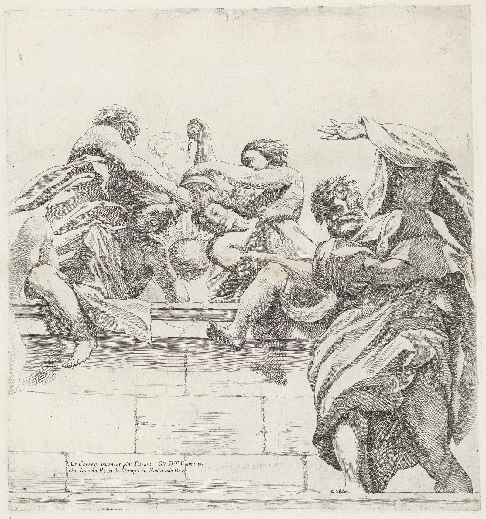 Apostel en vier engelen Koepeldecoraties door Correggio in de S. Giovanni Evangelista in Parma (serietitel), RP-P-OB-39.224