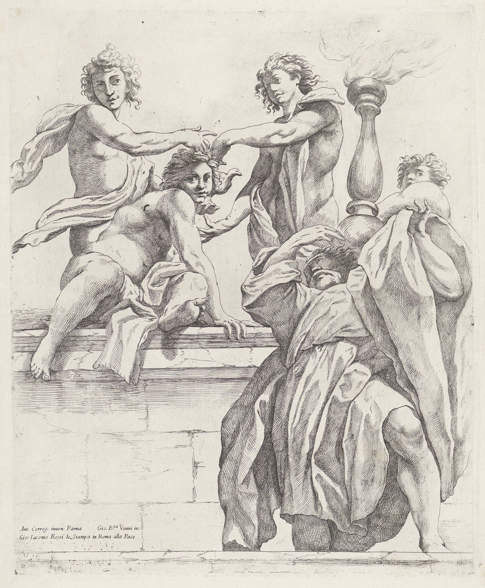 Apostel en vier engelen Koepeldecoraties door Correggio in de S. Giovanni Evangelista in Parma (serietitel), RP-P-OB-39.225