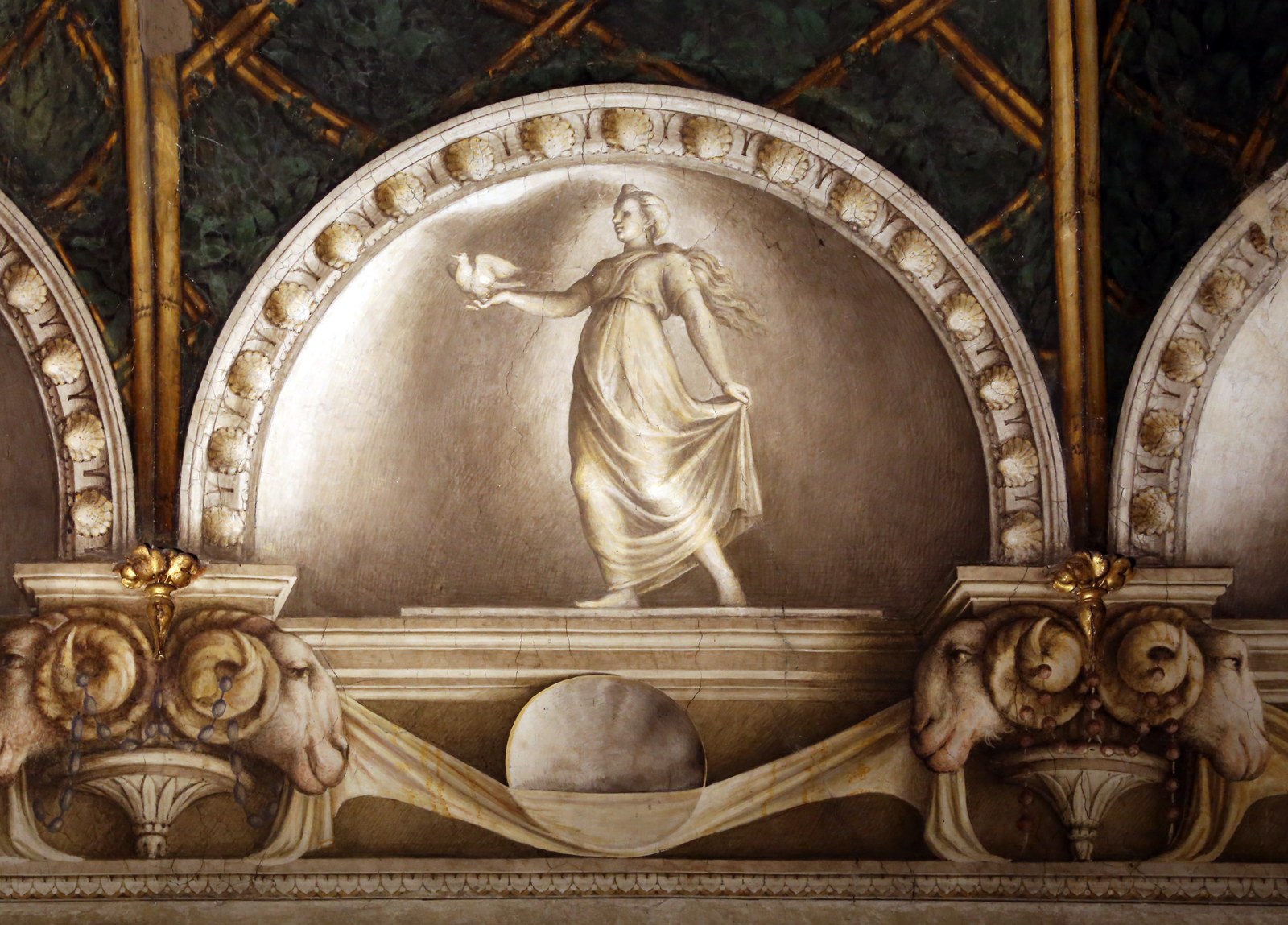 Correggio, camera di san paolo, 1518-19, lunette a monocromo 03 purezza o speranza