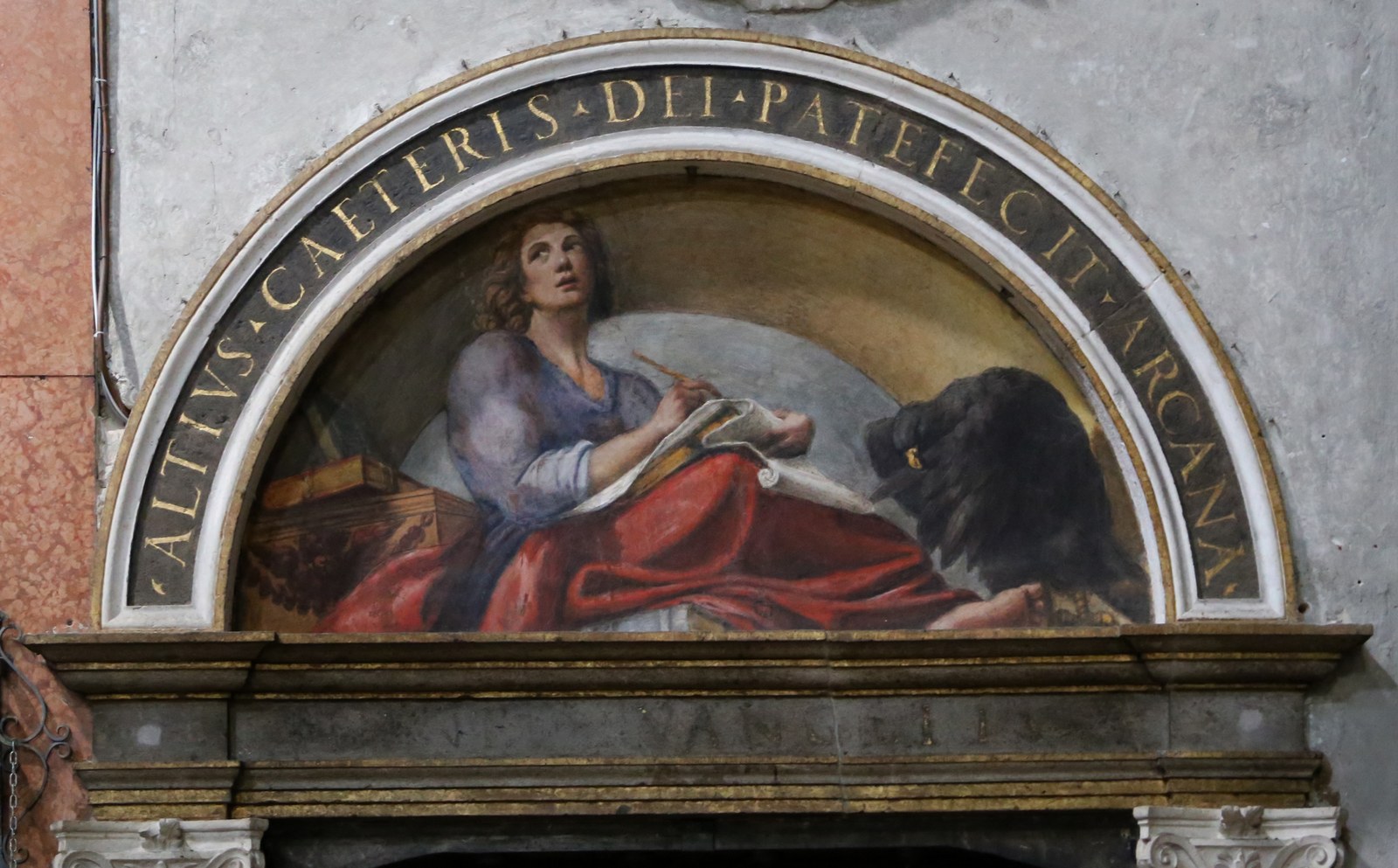 Correggio, lunetta della sagrestia di san giovanni con san giovanni evangelista e l'aquila, 1523 ca. 01