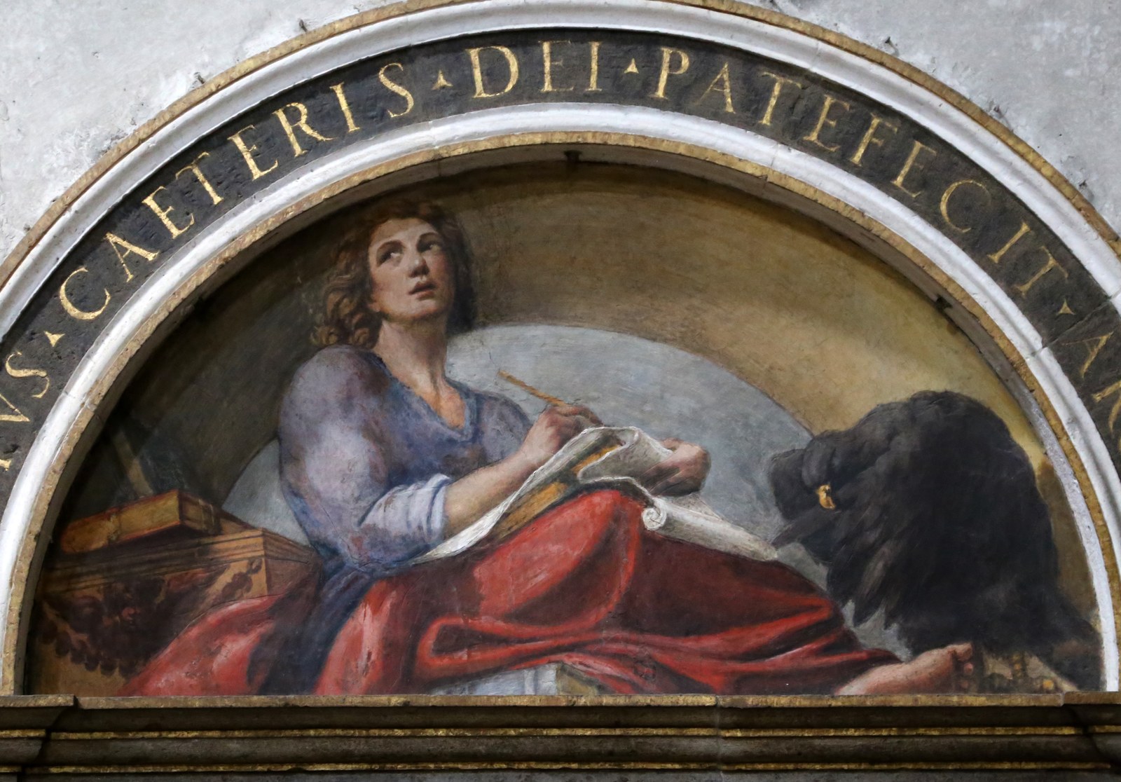 Correggio, lunetta della sagrestia di san giovanni con san giovanni evangelista e l'aquila, 1523 ca. 02