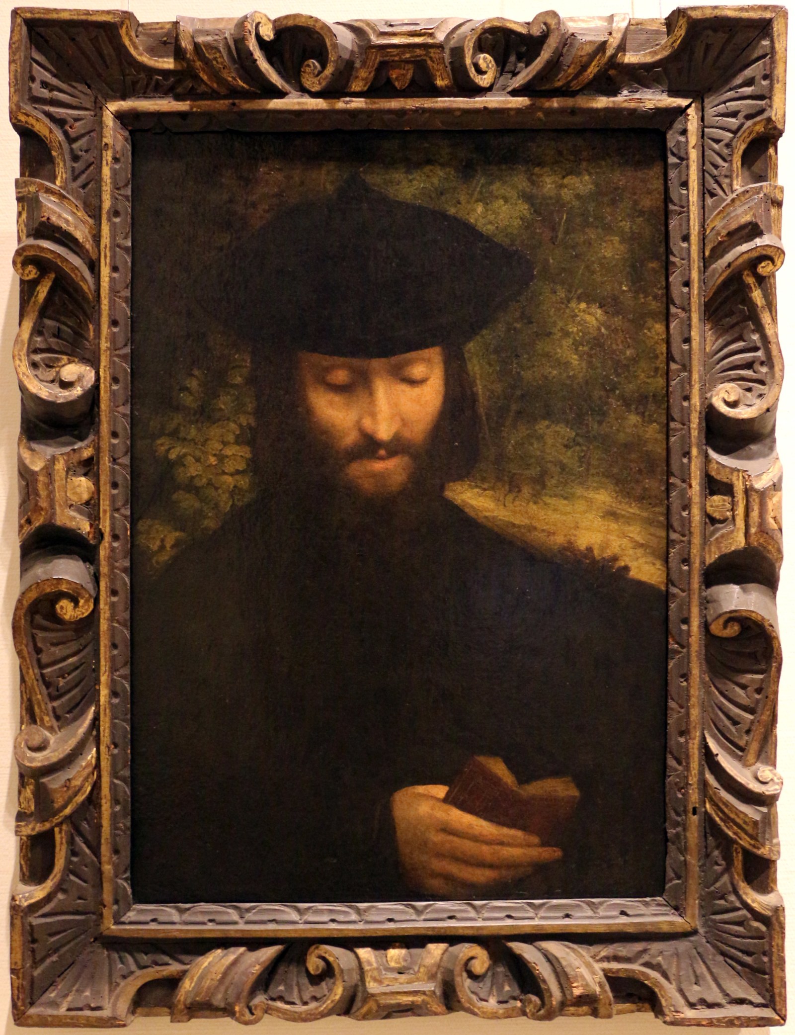 Correggio, ritratto d'uomo che legge, 1517-23
