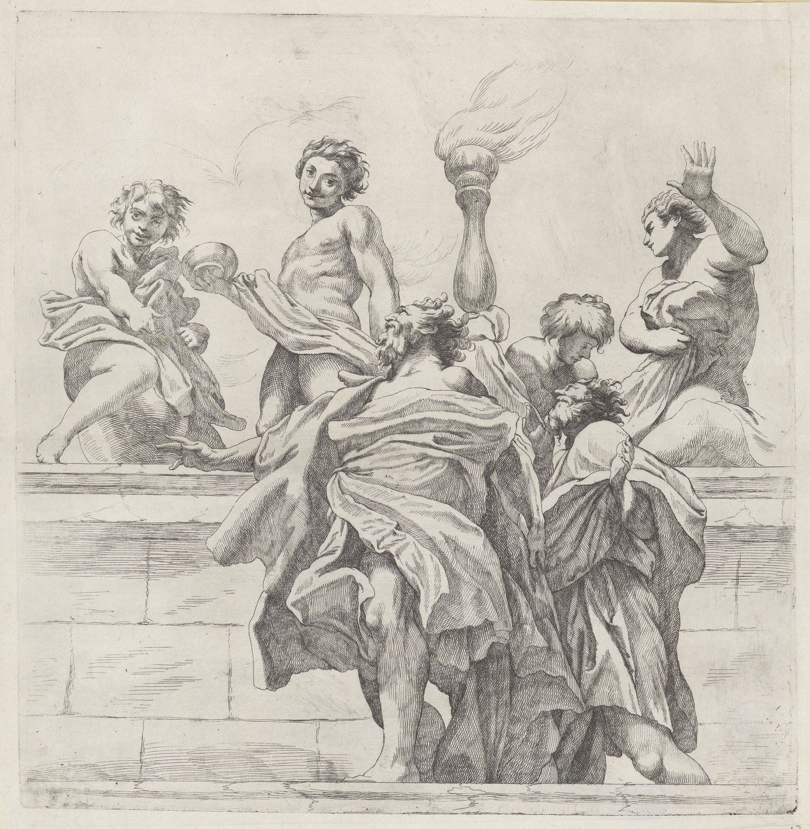 Twee apostelen en vier engelen Koepeldecoraties door Correggio in de S. Giovanni Evangelista in Parma (serietitel), RP-P-H-H-748