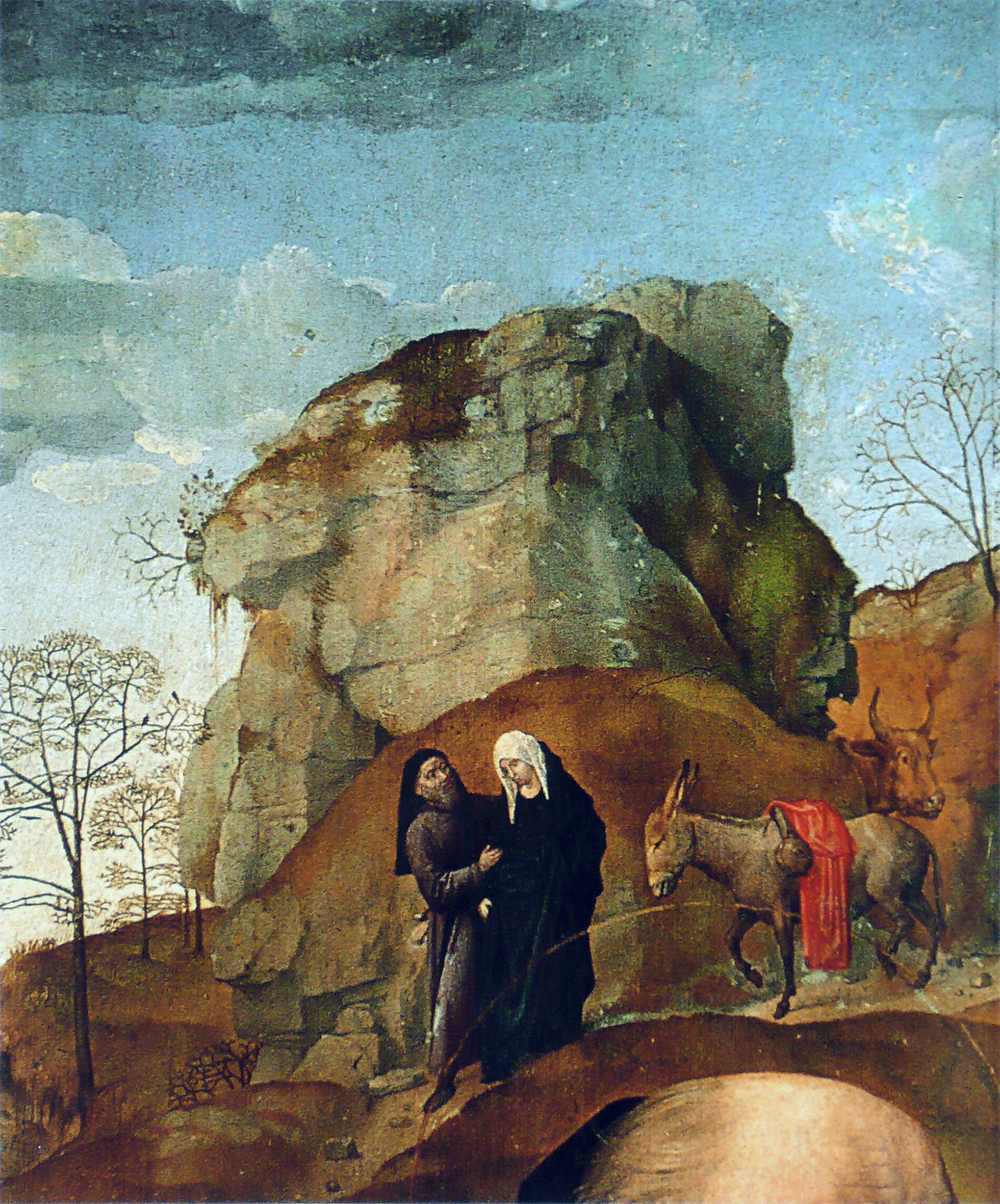 Joseph and Mary traveling to Bethlehem