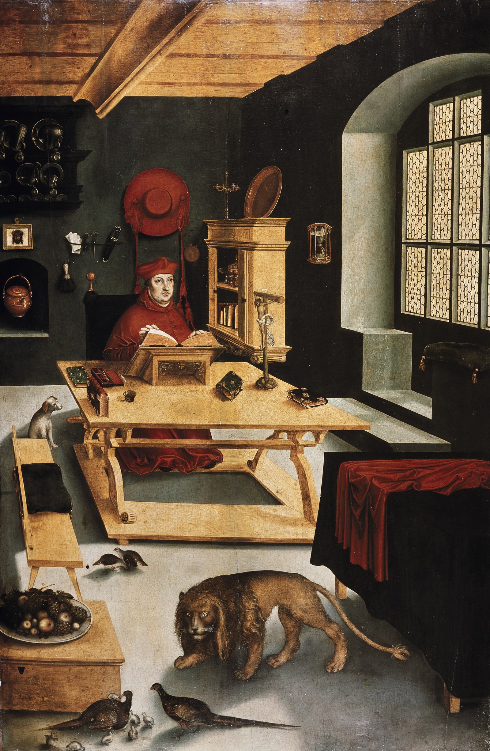Cardinal Albrecht von Brandenburg, arch-bishop of Mainz as St Jerome in his Study
