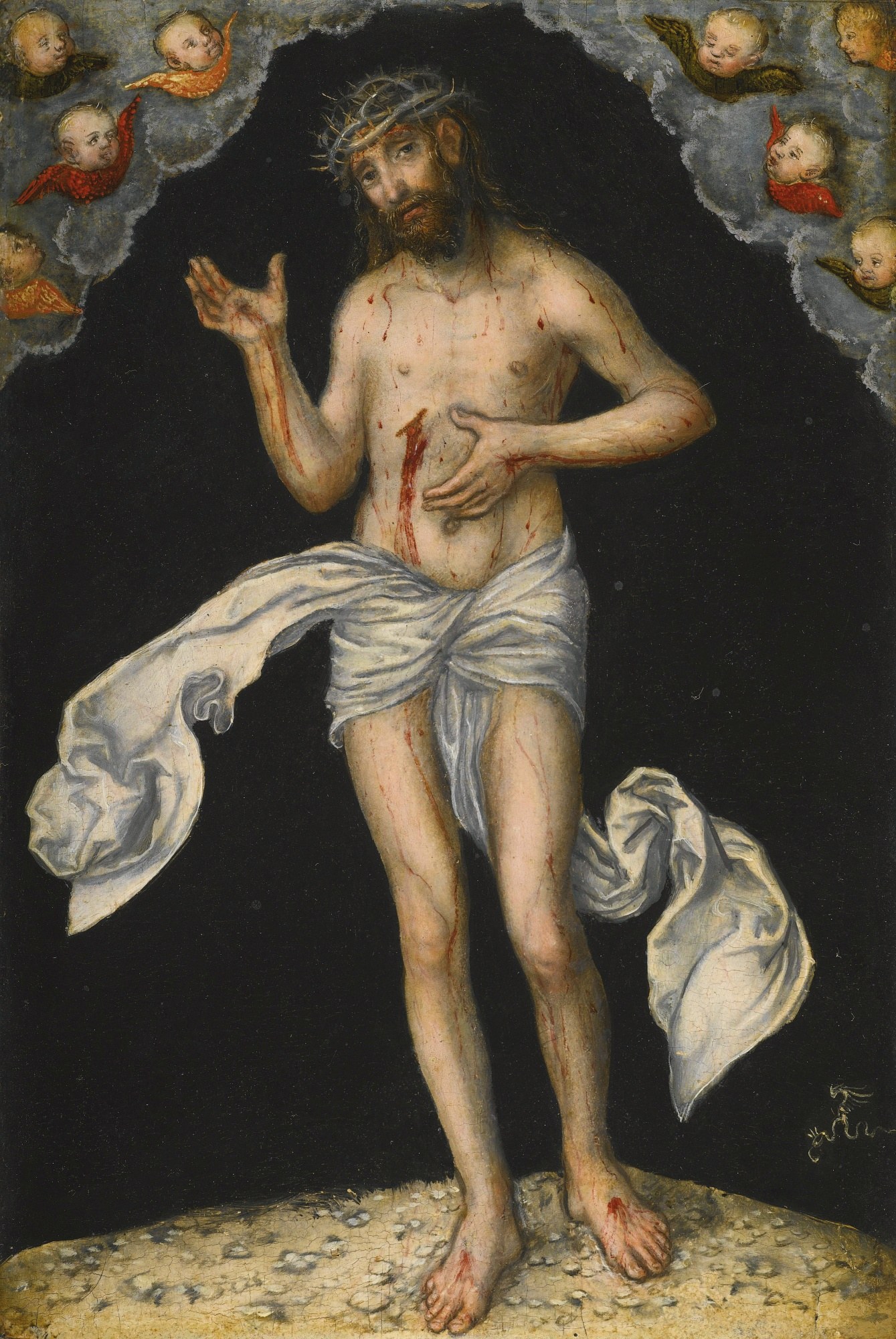 Christ as Man of Sorrows showing his wounds