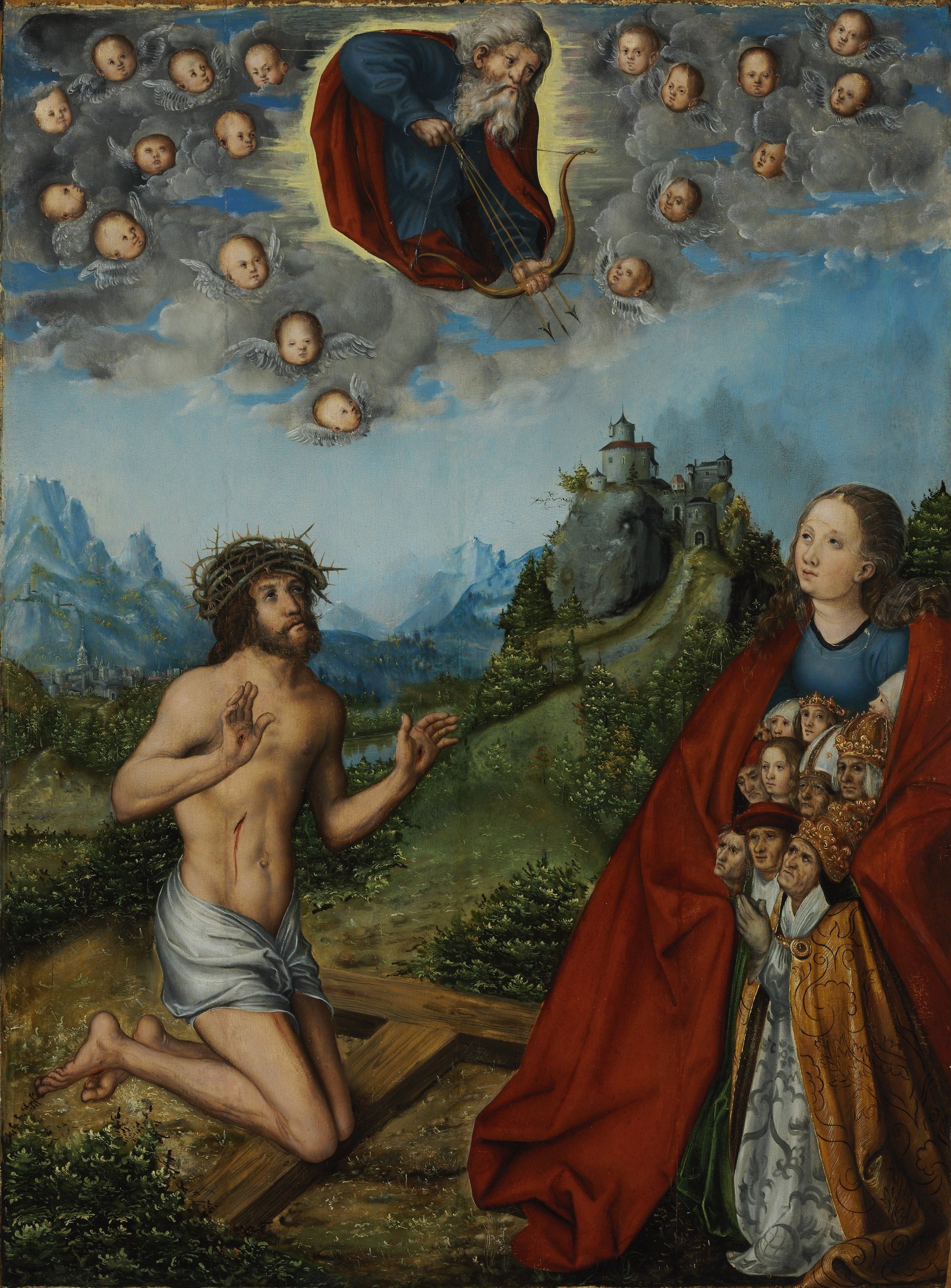 Christ and the Virgin Interceding for Humanity before God the Father
