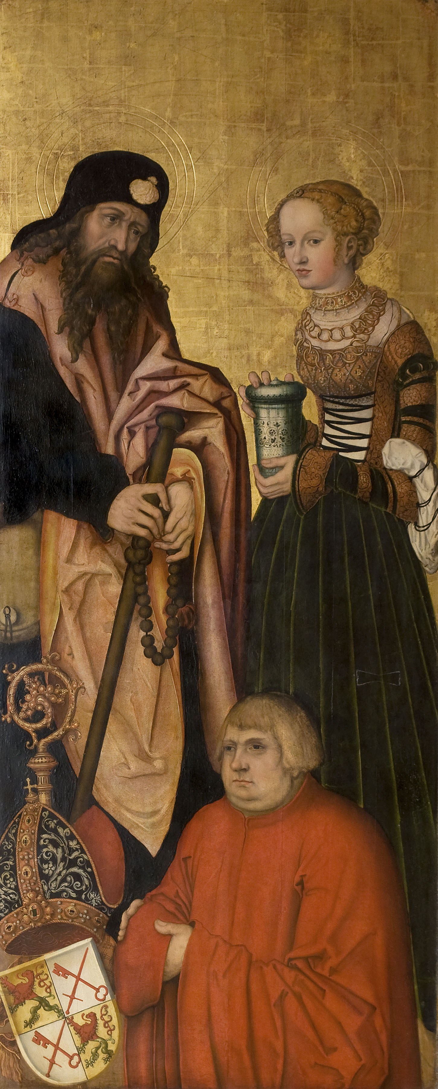 Right Wing from the Altarpiece for the West Chancel of Naumburg Cathedral: The Apostel James the Elder and St Mary Magdalene with Bishop Johannes III. von Schönberg as Donor