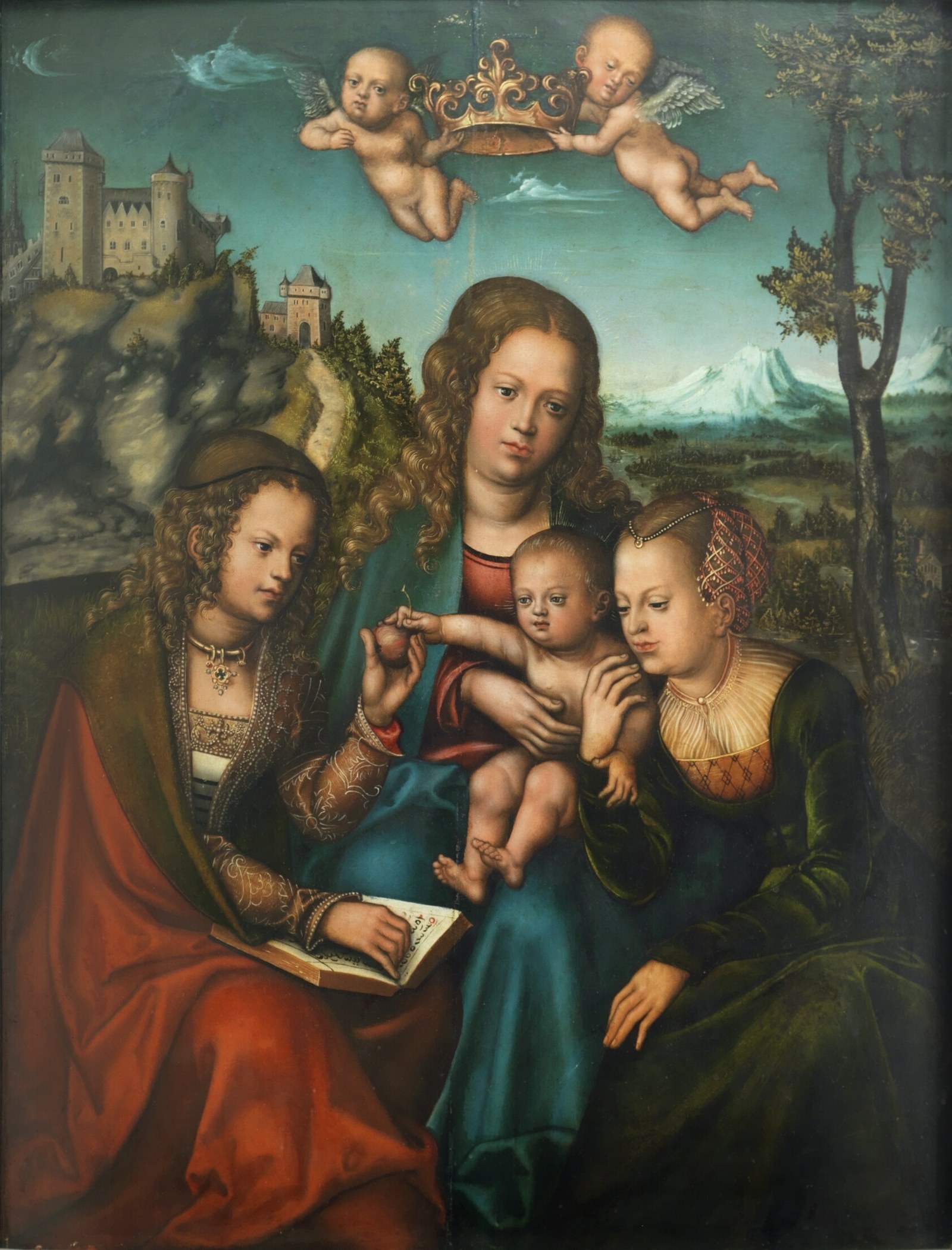 The Virgin flanked by two female saints