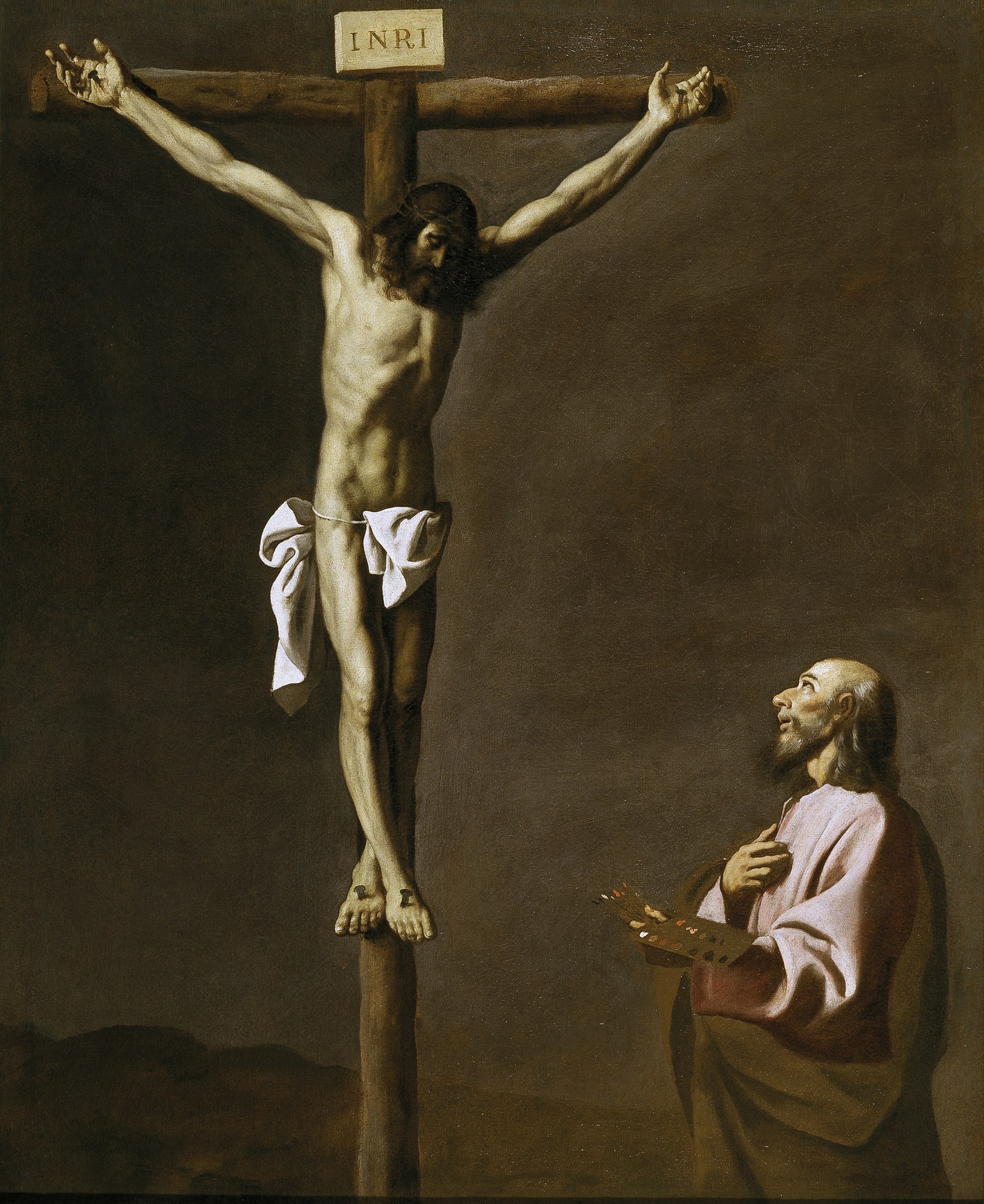 Saint Luke as a painter, before Christ on the Cross