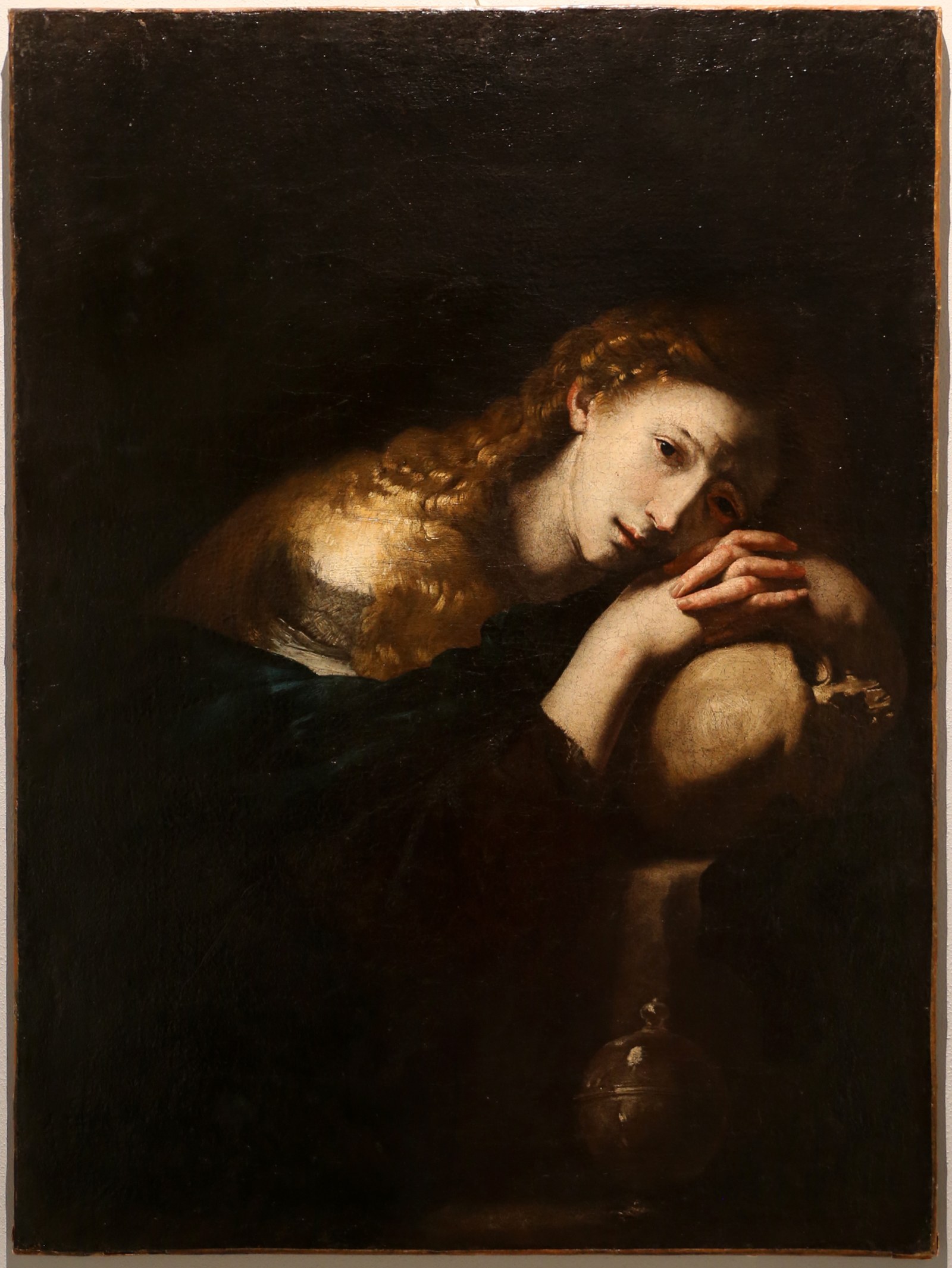 Magdalene in meditation of the skull