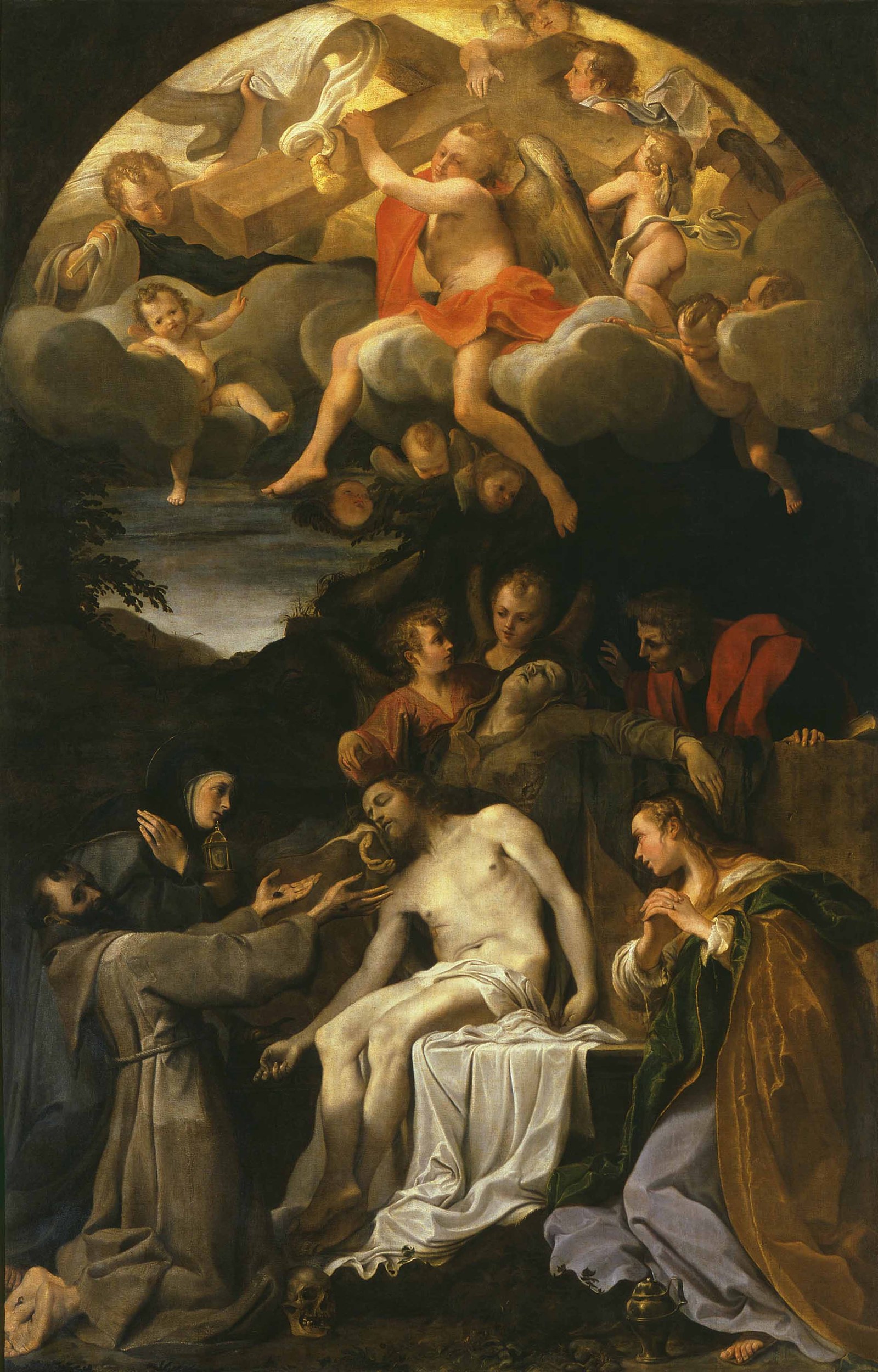 Deposition, with Saints Claire, Francis, Magdalene and John