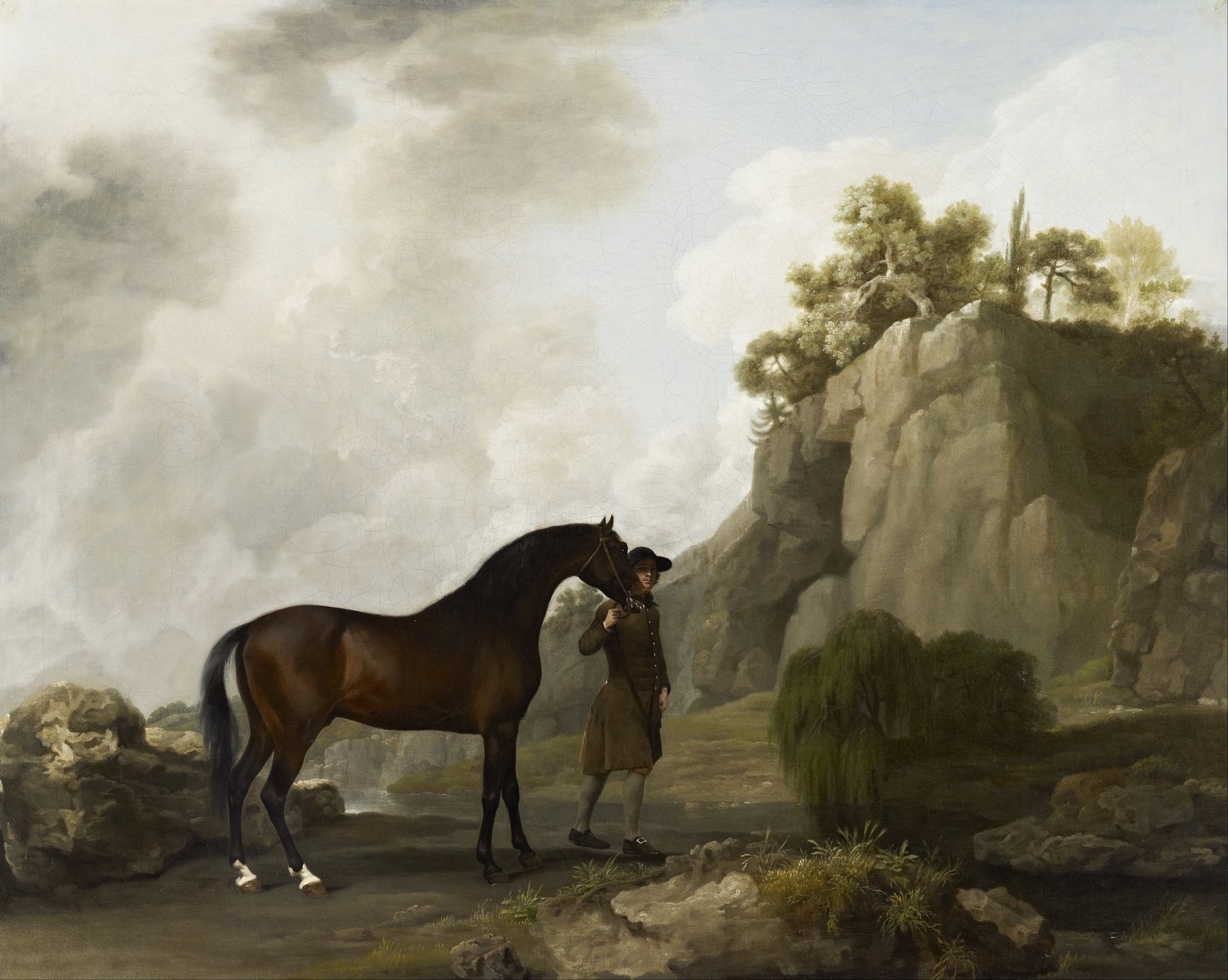 The Marquess of Rockingham's Arabian Stallion led by a Groom at Creswell Crags