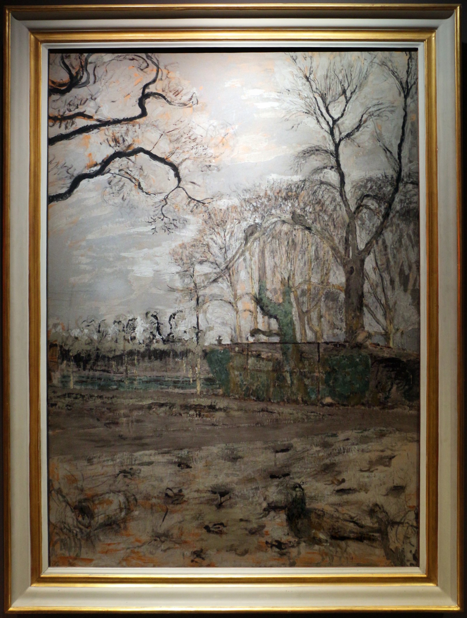 winter garden with peacock