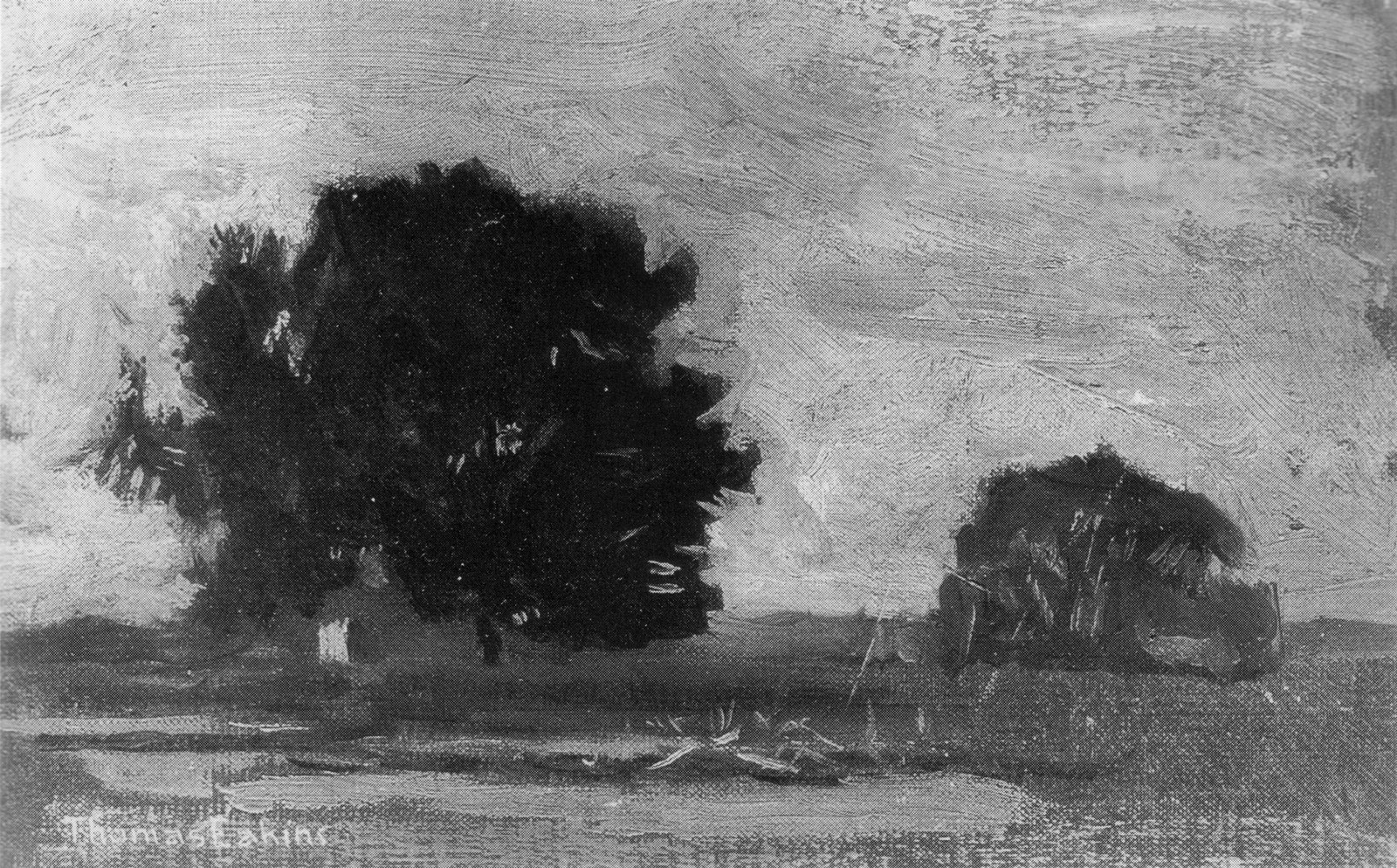 Artist and His Father Hunting Reed Birds: Marsh Landscape Sketch
