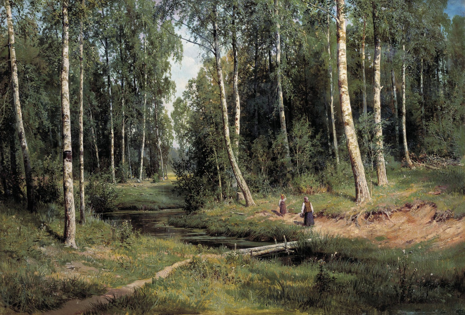 Brook in a Birch Forest