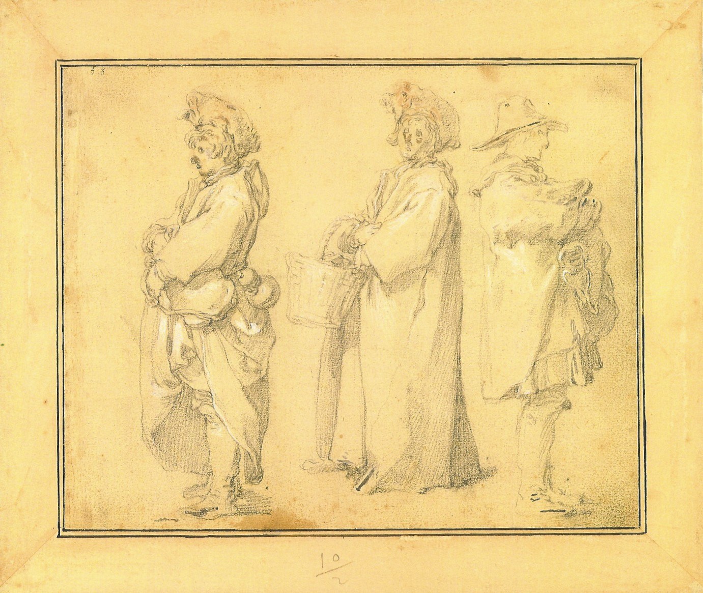 Three Villagers; View of a Village
