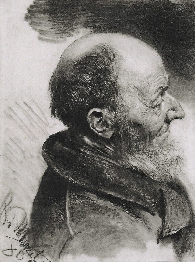 A Man in Profile Seen from Above