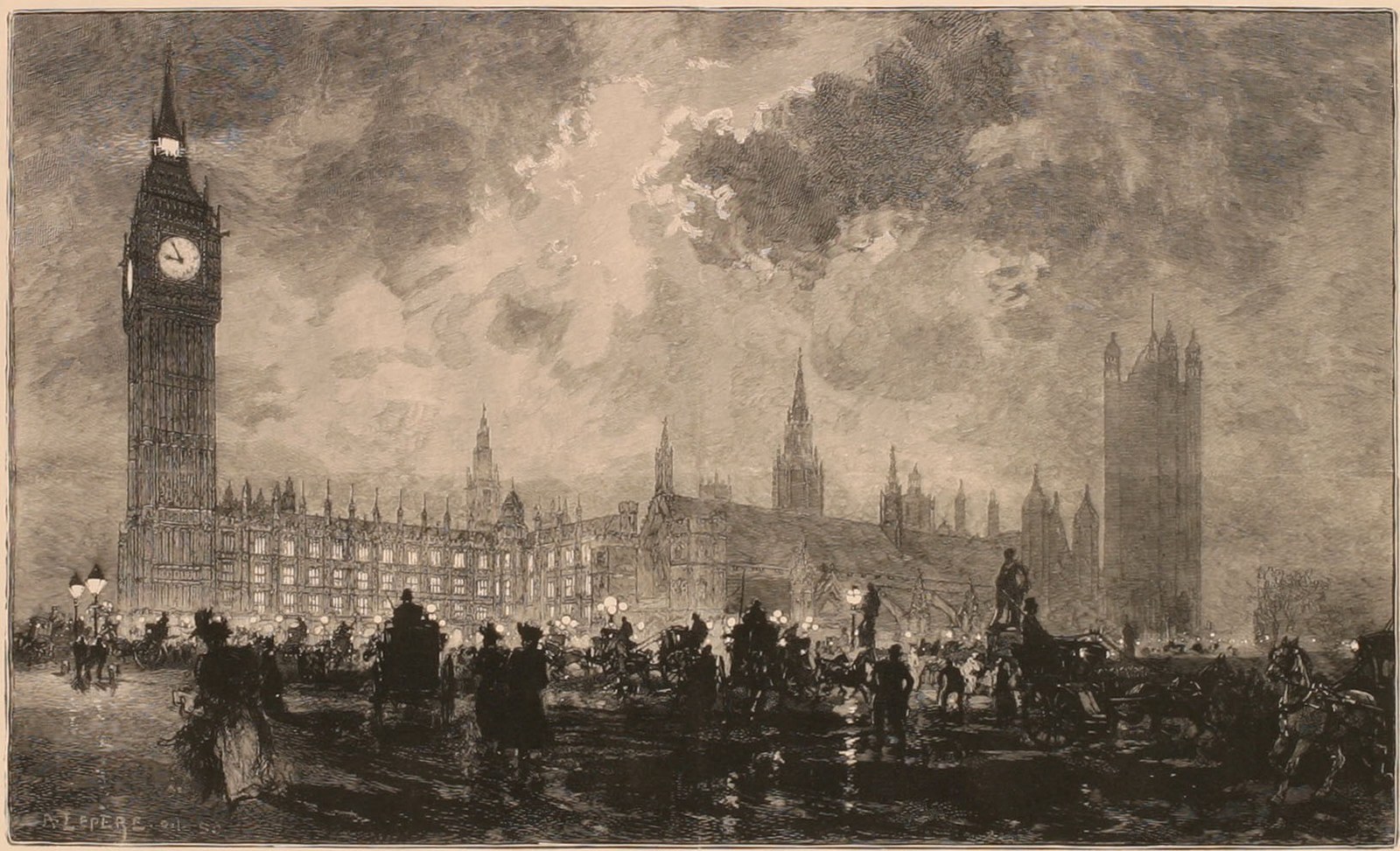 Parliament at Nine in the Evening, London