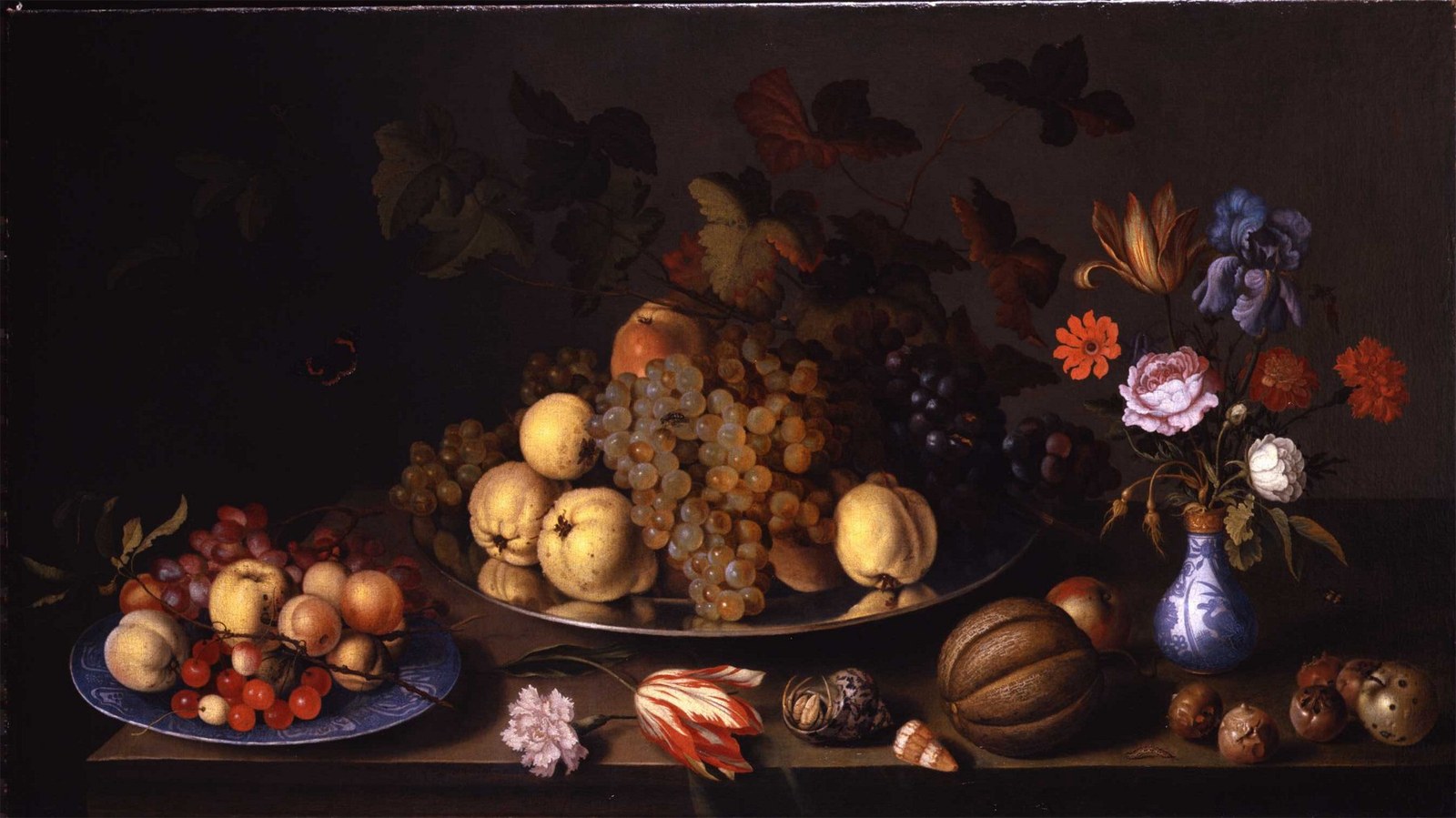Still Life with a Pewter Platter of Grapes and Pears and Wanli Porcelain