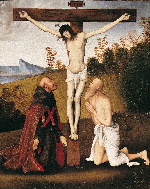 Christ on the Cross with Saint Jerome and an Augustinian Saint