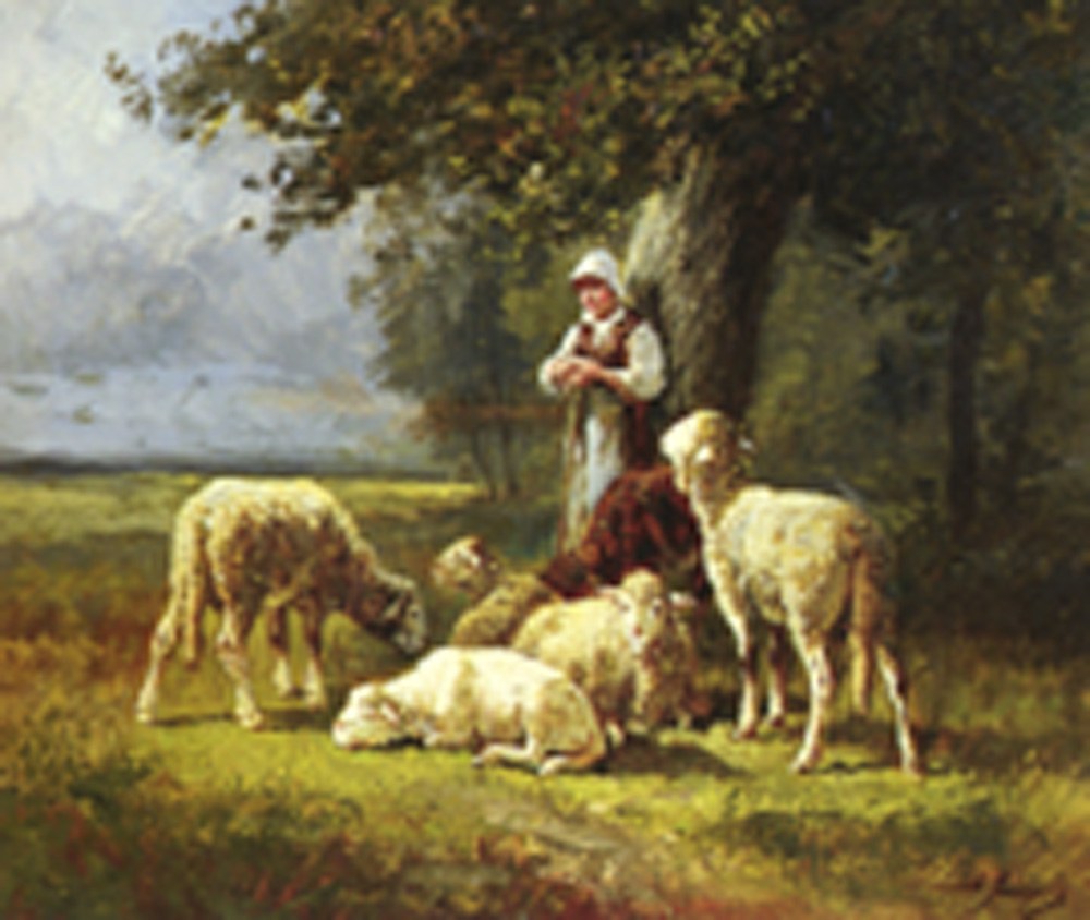 A Shepherdess with Her Flock