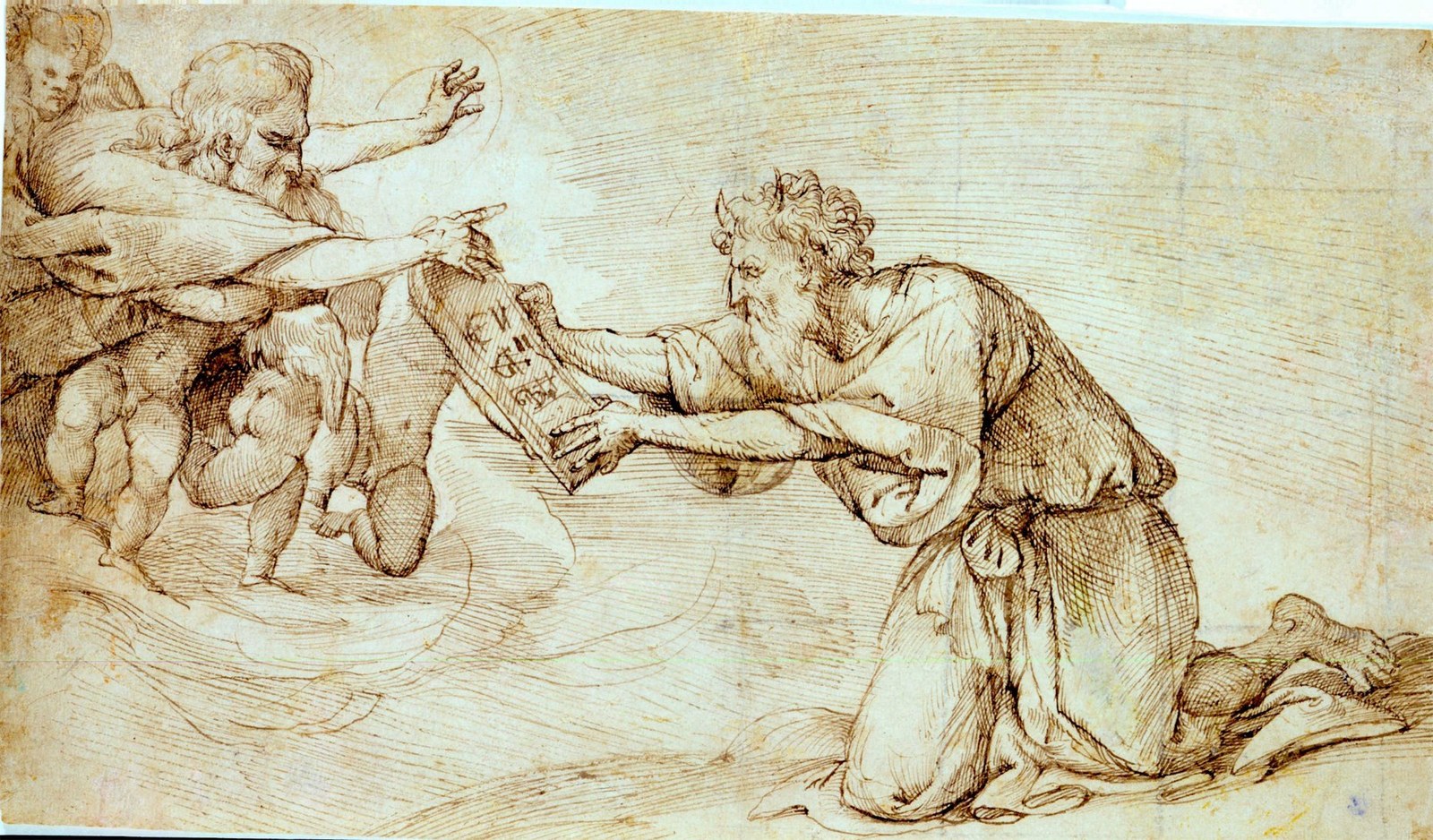 God the Father Handing the Ten Commandments to Moses