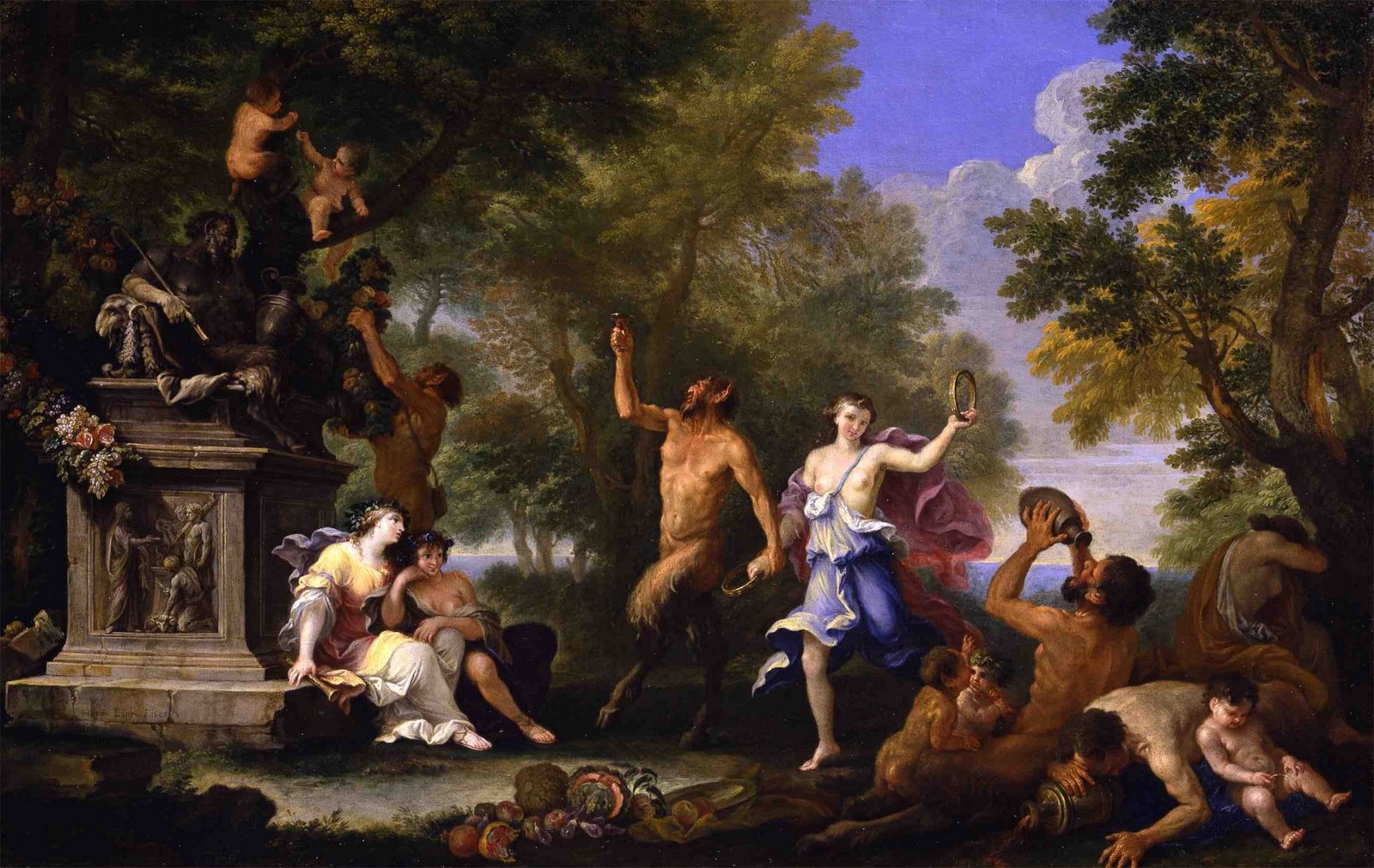 A Bacchanal Offering Gifts to a Statue of Pan