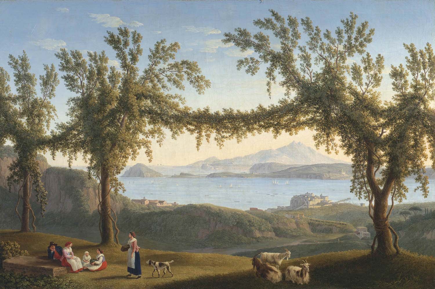 Country Folk Resting beneath Vines above Solfatara, with Ischia and the Bay of Pozzuoli