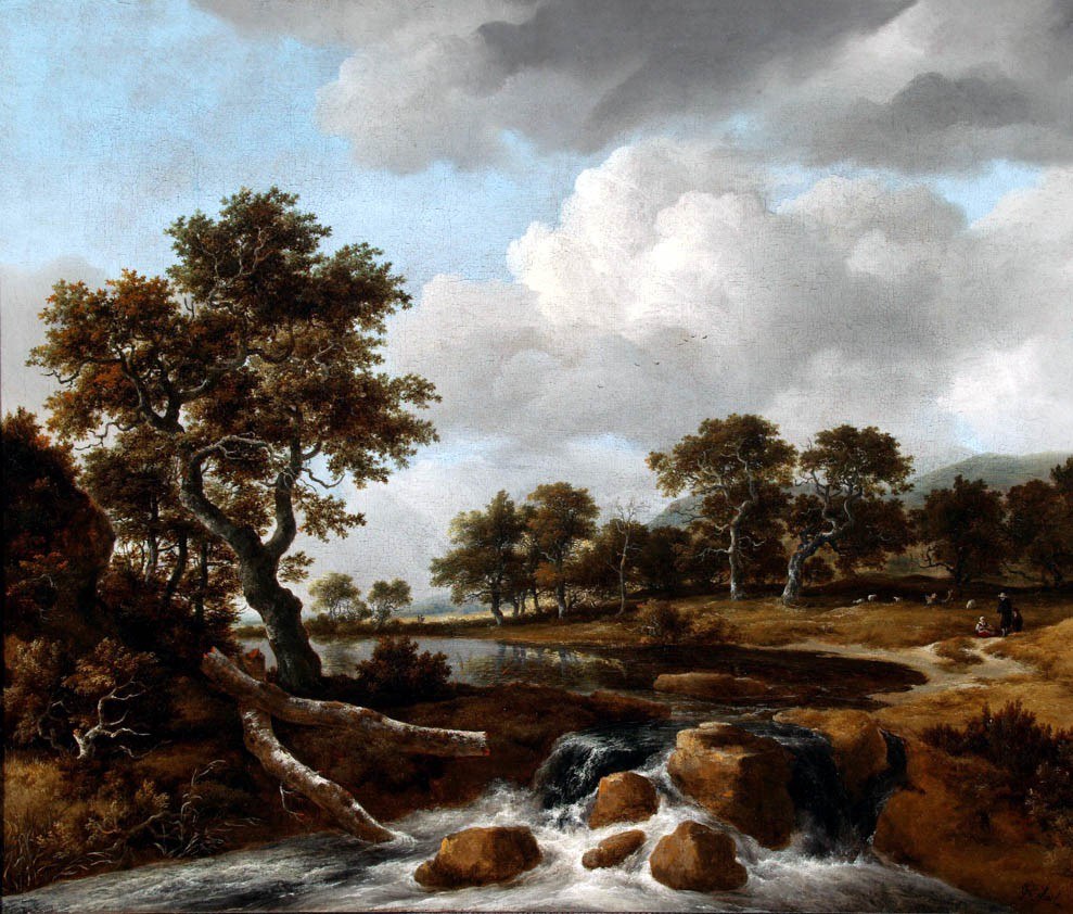 A Wooded River Landscape with a Shepherd, His Family and Flock