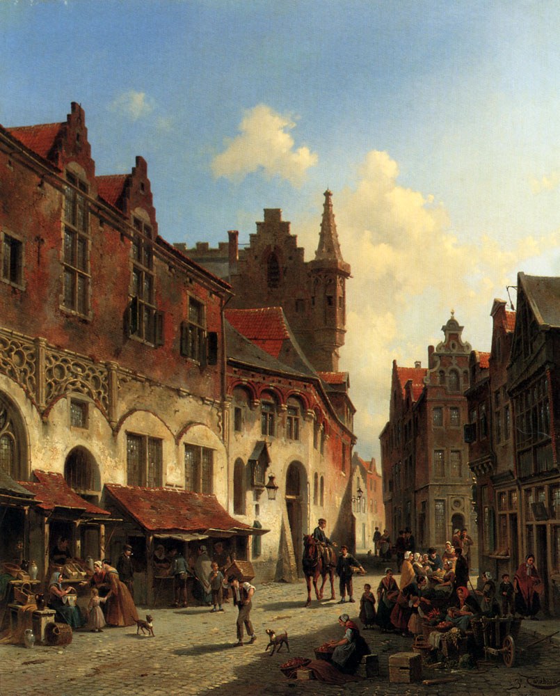 Morning in a Busy Market