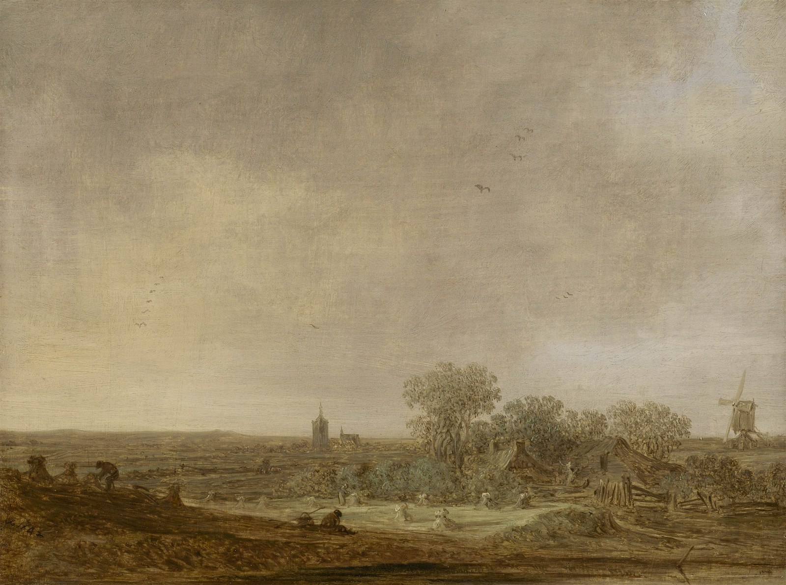 An Extensive Dune Landscape with Corn Stooks