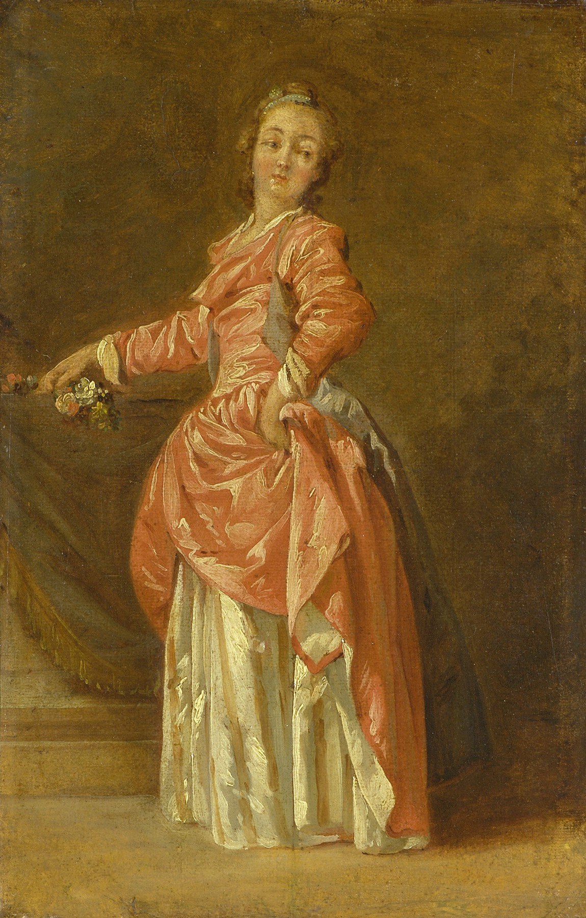 A Lady in a Red Dress in an Interior