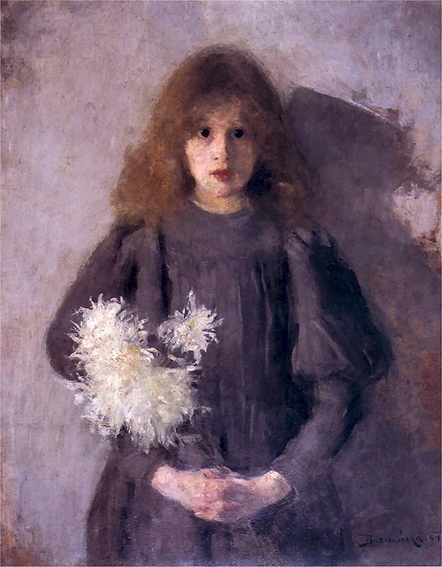Girl with Chrysanthemums