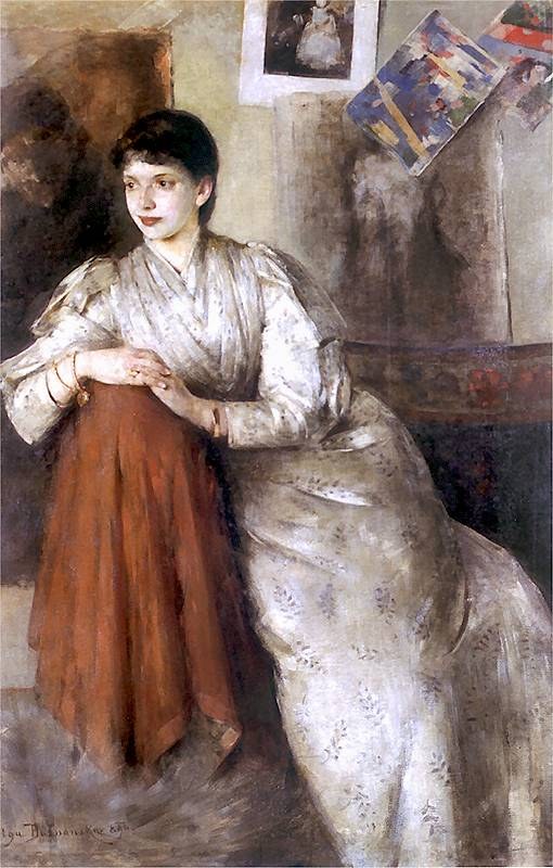 Portrait of a Woman in a White Dress