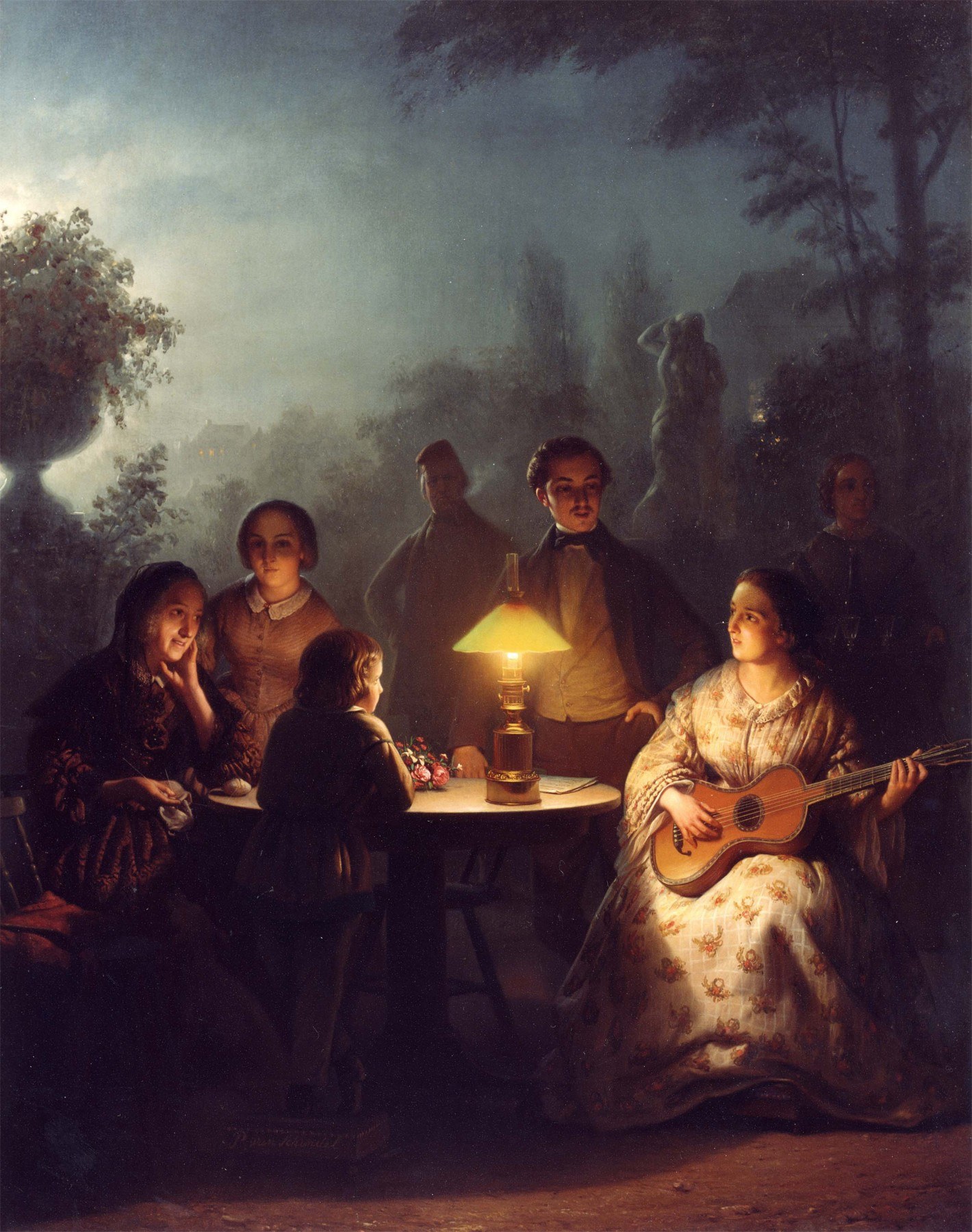 A Summer Evening by Lamplight and Moonlight