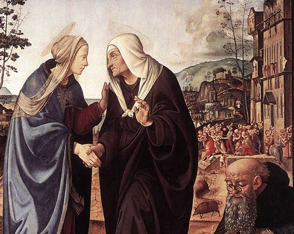 The Visitation with Saints Nicholas and Anthony (detail)