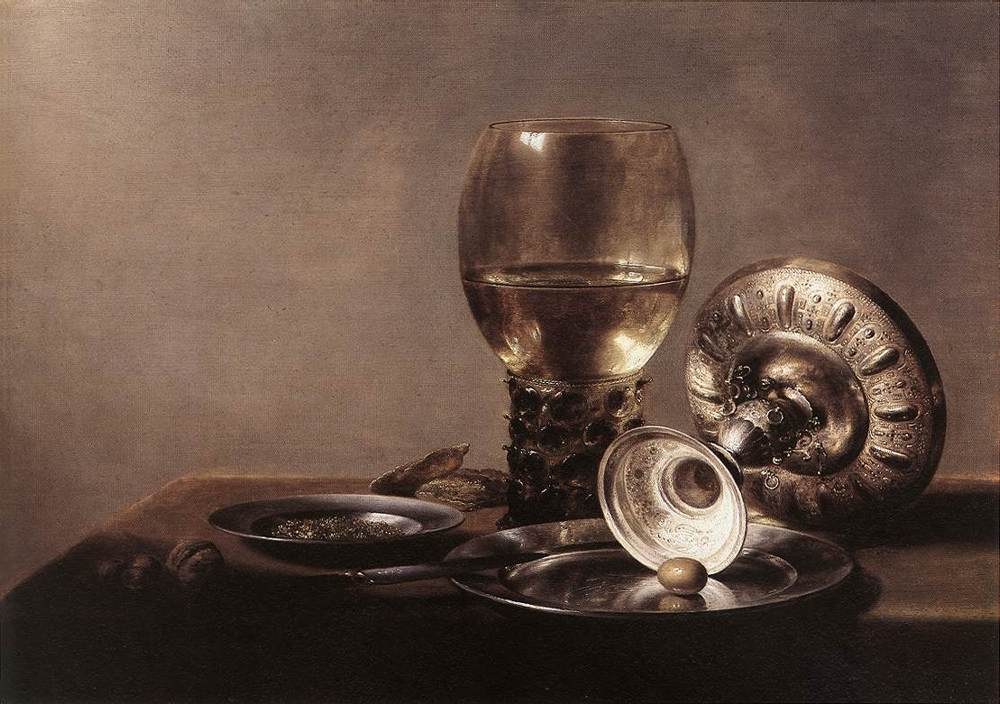 Still Life with a Wine Glass and a Silver Bowl