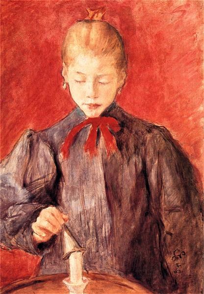 Girl Blowing Out a Candle