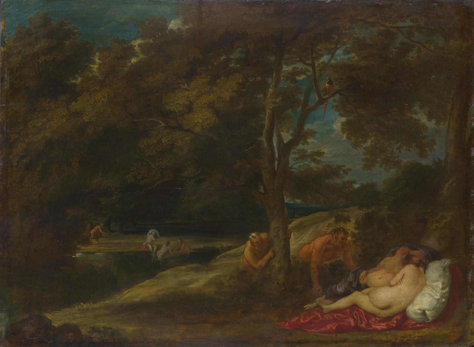 Nymphs surprised by Satyrs