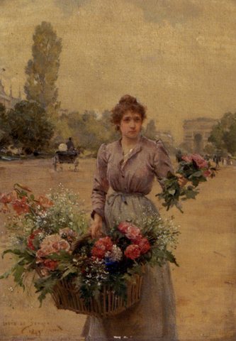 A Flower Seller Near The Arc De Triomphe