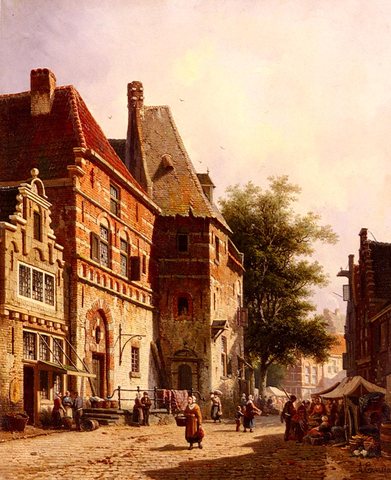 A Sunlit Street On Market Day
