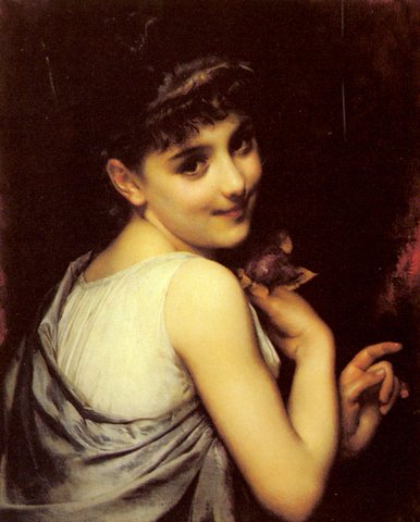 Adolphe A Young Beauty Holding A Red Rose