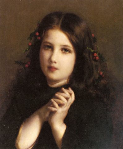 Adolphe A Young Girl With Holly Berries In Her Hair