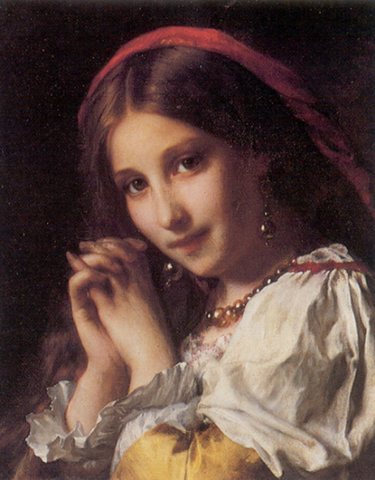Adolphe Portrait of a Girl with Red Shawl