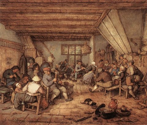 Adriaen Jansz van Feasting Peasants In A Tavern
