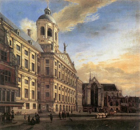 Amsterdam Dam Square With The Town Hall And The Nieuwe Kerk